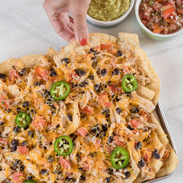sheet pan nachos made in a toaster oven