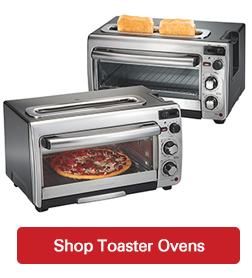 toaster ovens on white with a shop now button