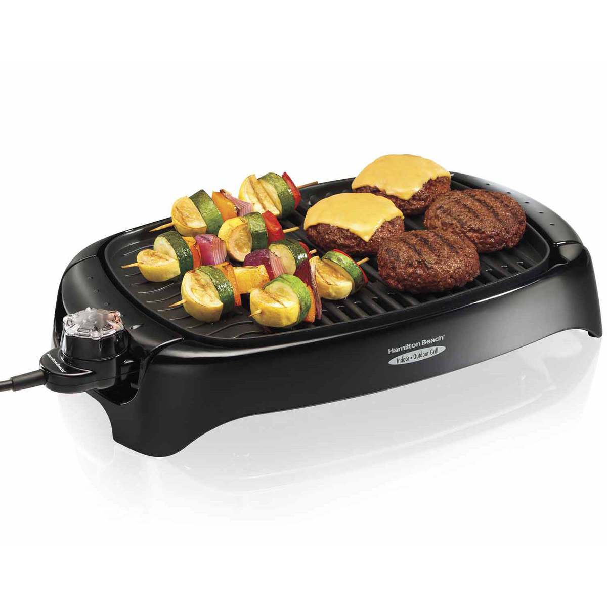 Hamilton Beach Electric Indoor Searing Grill with Viewing Window, Removable  Easy to Clean Nonstick Plate, 6-Serving, Extra-Large Drip Tray, Stainless