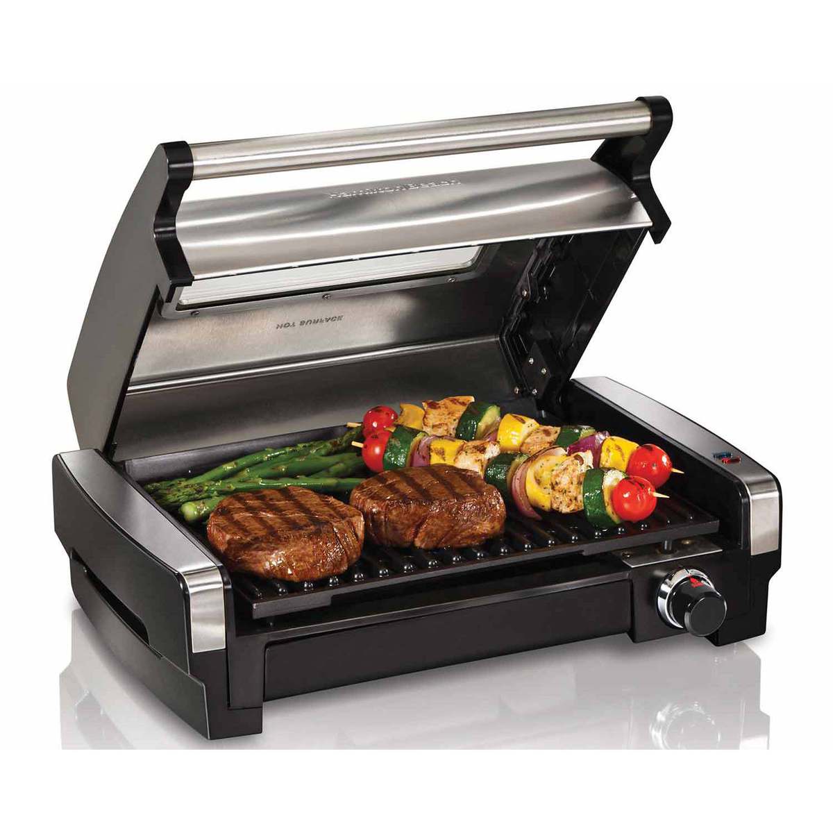 Searing Grill with Viewing Window and Removable Plates