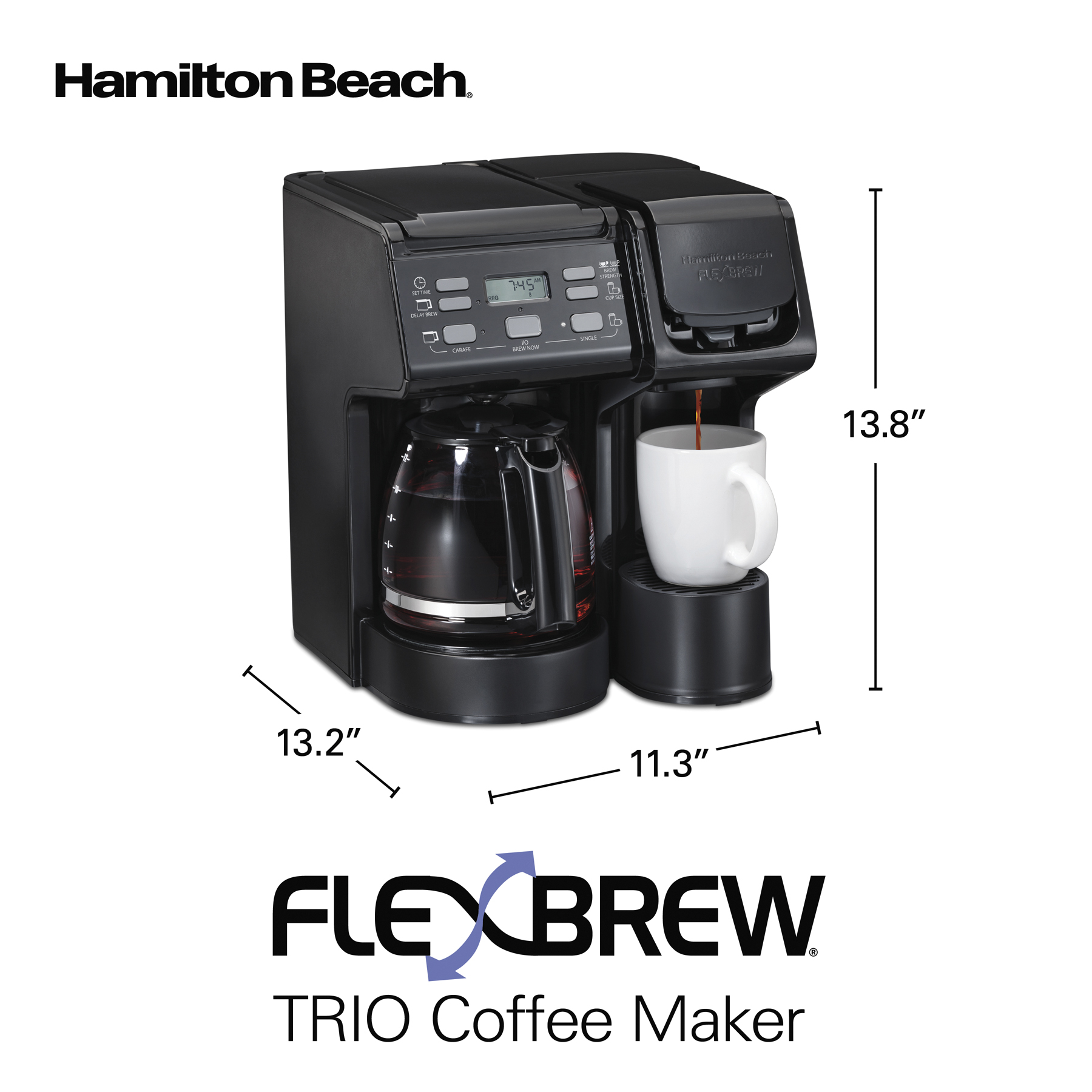 Renewed 3 Brewing Options Reservoir Compatible with Pods or Ground Coffee , Black and Silver 49948 Hamilton Beach FlexBrew Single-Serve Maker with 40 oz 