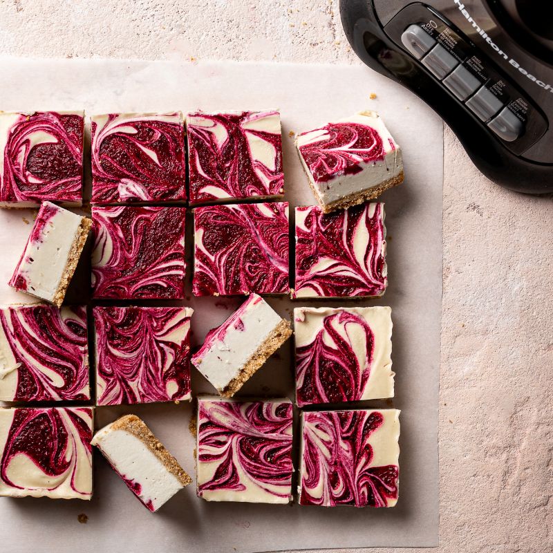 Vegan Cranberry Swirl Cheesecake Bars