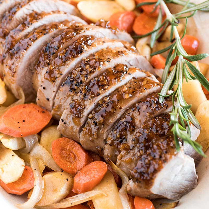 Glazed Pork Tenderloin with Carrots Sheet Pan Supper