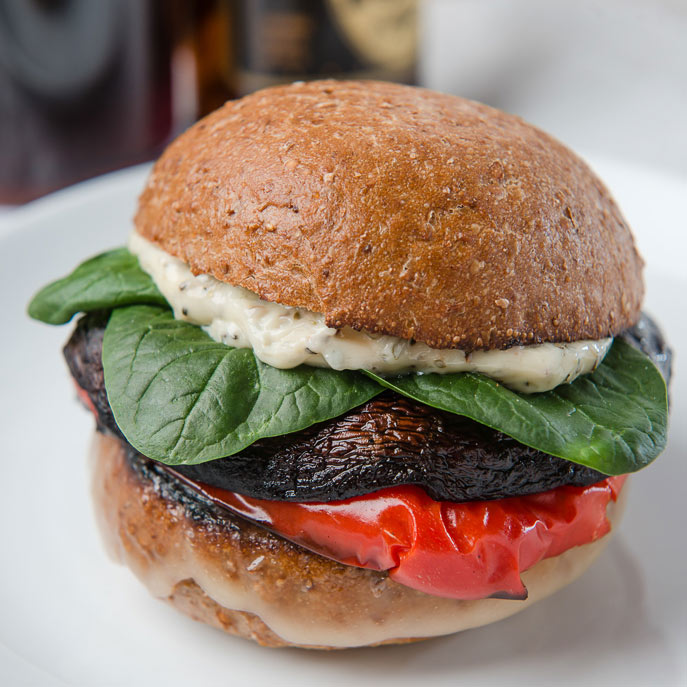 Grilled Portobello and Peppers Sandwich