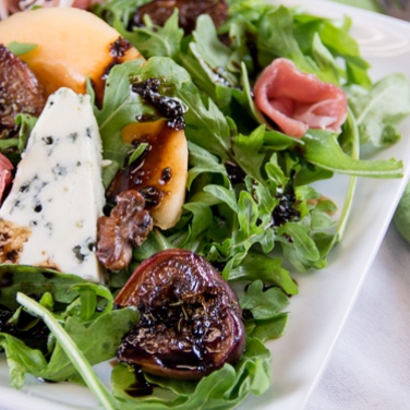 Roasted Fig and Arugula Salad with Balsamic Reduction