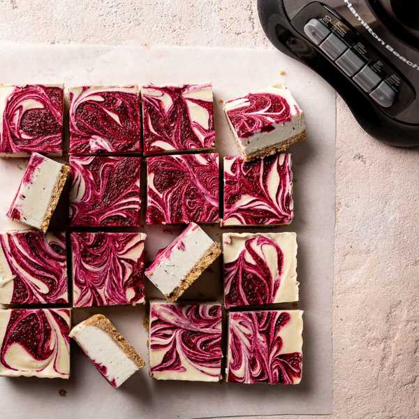 Vegan Cranberry Swirl Cheesecake Bars