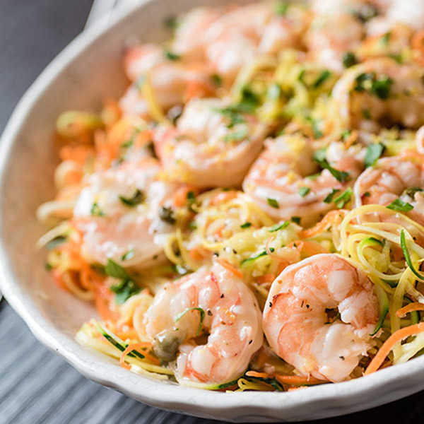 Lemon Garlic Shrimp and Spiralized Veggie Pasta