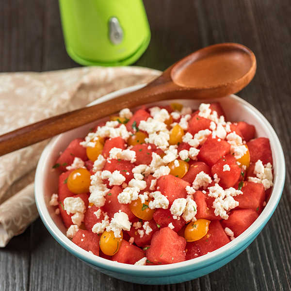 Watermelon Tomato Salad with Cilantro Lime Vinaigrette