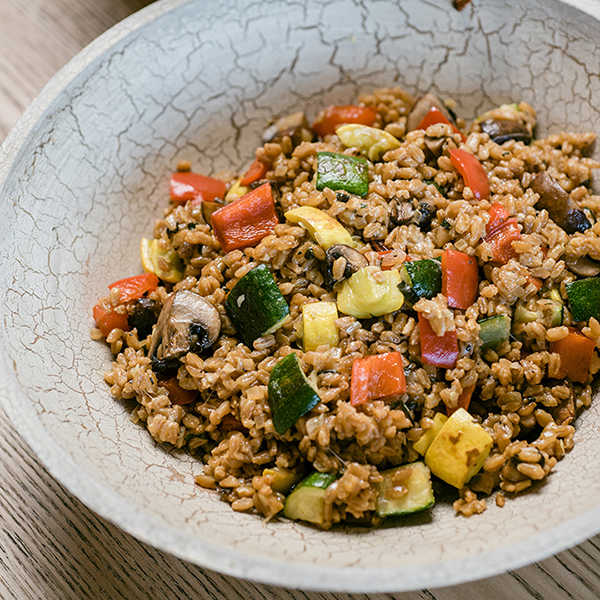 Farro Risotto with Roasted Vegetables
