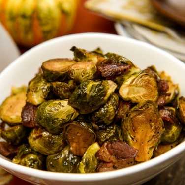 Air Fryer Glazed Brussels Sprouts with Bacon