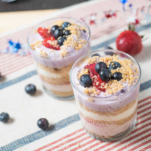 No Bake Cheesecake Red, White and Blue Dessert