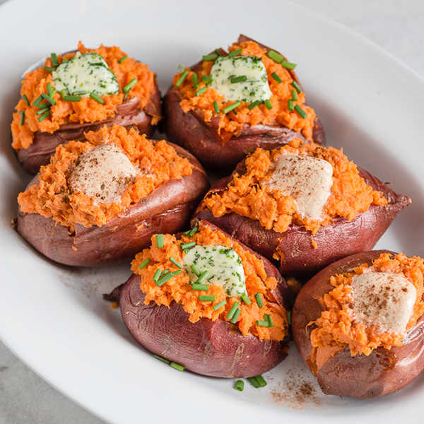 Sweet or Savoury Baked Sweet Potatoes